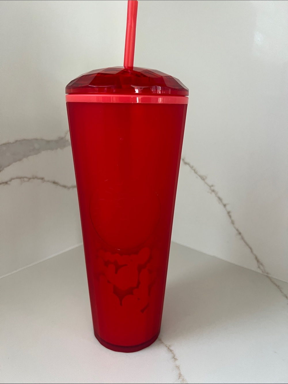 Red Reusable Plastic Tumbler with Straw